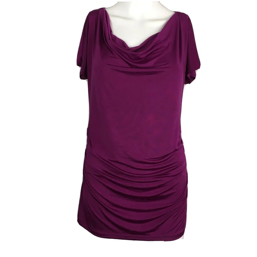 Banana Republic Shirt Womens Sz S Purple Stretch Drape Neck Zipper Back